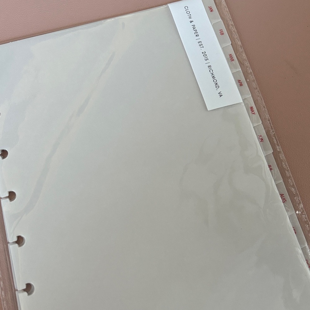 Cloth & Paper MONTHLY Planner Inserts